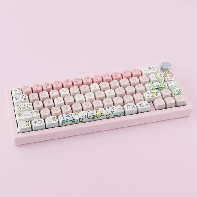 Alt view image 5 of 5 - Hyekit PBT Keycaps - 145 Keys MOA Profile Pink Pig Keycaps, Dye-Sublimation Cute Keycap Set for Cherry Gateron MX Magnetic Switches Mechanical Keyboard