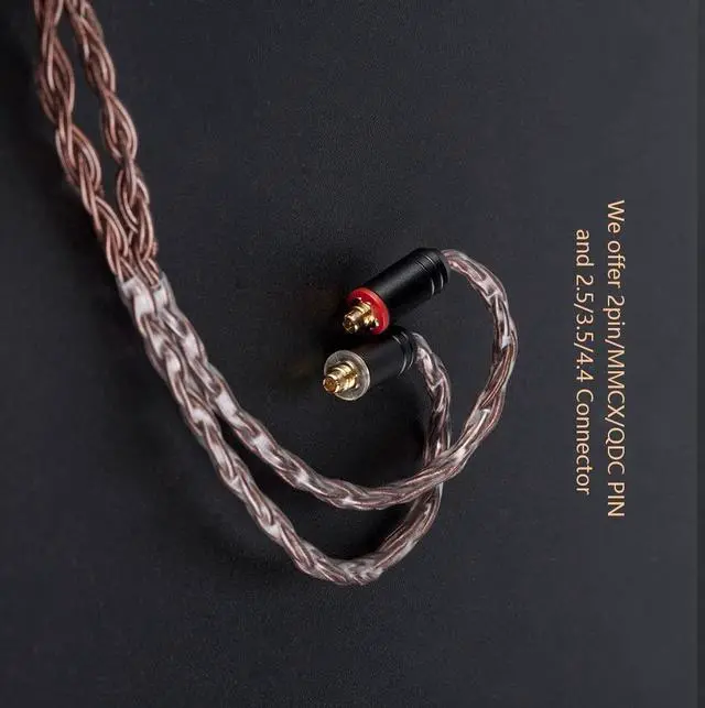 Alt view image 5 of 5 - Kinboofi KBEAR MMCX Earphone Cable, 16 Core Pure Copper Balanced HiFi Detachable Extension Cord TRRRS 4 Pole Replacement IEM Wire for BGVP DM7 DMG TIN T3 T2 (Black, mmcx2.5)