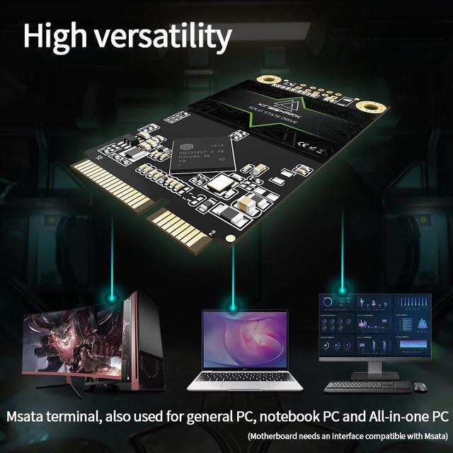 Alt view image 4 of 5 - Kingshark Gamer mSATA 256GB Internal Solid State Drive High Performance Hard Drive for Desktop Laptop SATA III 6Gb/s Includes SSD (256GB, Msata)