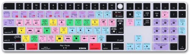 Main image of XSKN Final Cut Pro Shortcut Silicone Keyboard Cover Skin for 2021 Released iMac Magic Keyboard with Touch ID and Numeric Keypad A2520 EU US Common Layout