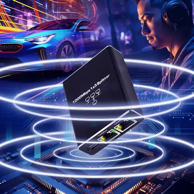 Alt view image 4 of 5 - Ethernet Splitter 1 to 3, 1000Mbps High Speed Ethernet Cable Splitter with LAN Cable Cat 6 [3 Devices Simultaneous Networking], Gigabit RJ45 LAN Network Extension for Cat8/7/6/5e/5 Cable