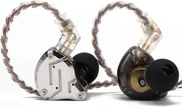 Alt view image 2 of 5 - Linsoul KZ ZS10 Pro 4BA+1DD 5 Driver in Ear Monitor(with Mic, Black) + Tripowin Zonie 16 Core Silver Plated IEM Cable(Recessed 2pin, 3.5mm, Grey)