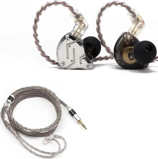 Main image of Linsoul KZ ZS10 Pro 4BA+1DD 5 Driver in Ear Monitor(with Mic, Black) + Tripowin Zonie 16 Core Silver Plated IEM Cable(Recessed 2pin, 3.5mm, Grey)