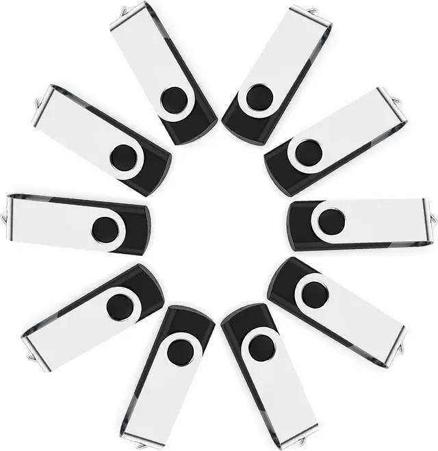 Main image of MAKACTUA USB Flash Drive 4GB 10 Pack, USB 2.0 Thumb Drive Swivel Memory Stick Jump Pen Zip Drive Black