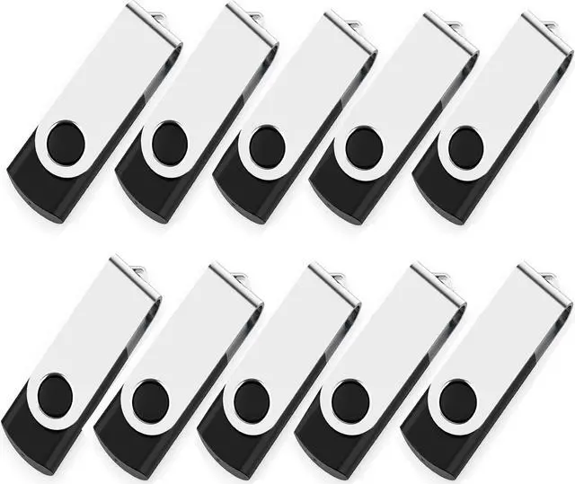 Alt view image 2 of 5 - MAKACTUA USB Flash Drive 4GB 10 Pack, USB 2.0 Thumb Drive Swivel Memory Stick Jump Pen Zip Drive Black