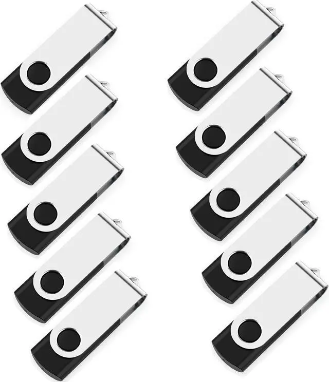 Alt view image 5 of 5 - MAKACTUA USB Flash Drive 4GB 10 Pack, USB 2.0 Thumb Drive Swivel Memory Stick Jump Pen Zip Drive Black