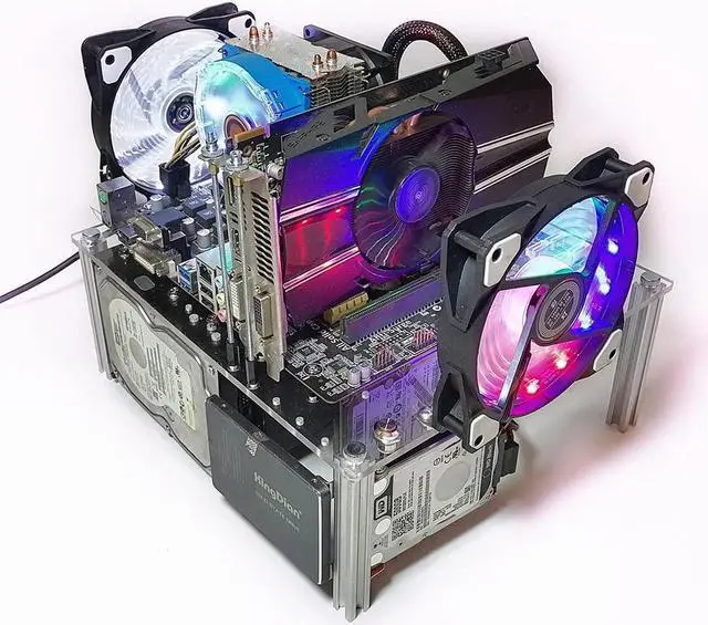 Main image of PC Open Chassis Stackable Computer Case Heat Dissipation Acrylic MATX ITX Motherboard Test Bench Platform DIY Computer Case Transparent Support CPU Water Cooling