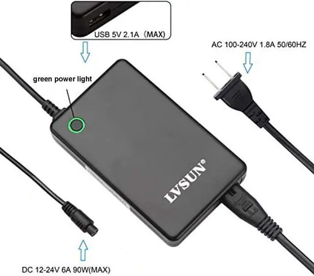 Alt view image 3 of 5 - 90W 60W 45W AC Universal Laptop Charger for HP Dell Toshiba IBM Lenovo Acer ASUS Samsung Sony Fujitsu Notebook Ultrabook DC Output 10V 12V 15V 18.5V 19V 19.5V 20V Power Supply Cord Adapter