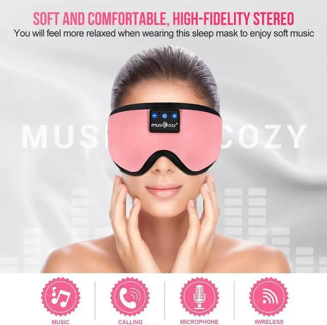 Alt view image 2 of 5 - MUSICOZY Sleep Headphones Bluetooth 5.2 Headband Sleeping Headphones Sleep Mask, Wireless Eye Mask Earbuds for Side Sleepers Mom Women Girls Air Travel Cool Tech Gadgets Unique Gifts