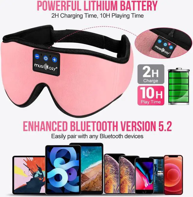 Alt view image 4 of 5 - MUSICOZY Sleep Headphones Bluetooth 5.2 Headband Sleeping Headphones Sleep Mask, Wireless Eye Mask Earbuds for Side Sleepers Mom Women Girls Air Travel Cool Tech Gadgets Unique Gifts