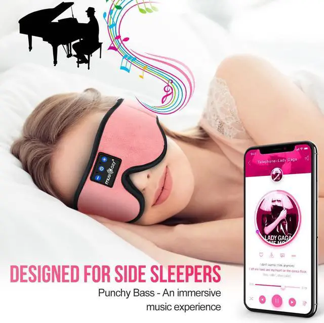 Alt view image 5 of 5 - MUSICOZY Sleep Headphones Bluetooth 5.2 Headband Sleeping Headphones Sleep Mask, Wireless Eye Mask Earbuds for Side Sleepers Mom Women Girls Air Travel Cool Tech Gadgets Unique Gifts