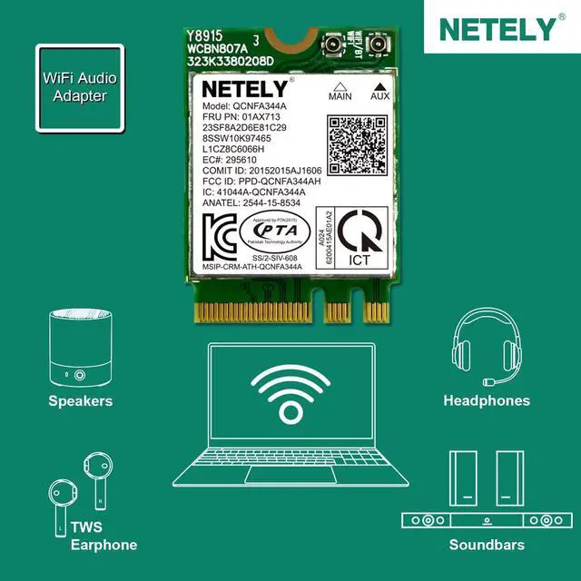 Alt view image 4 of 5 - NETELY IEEE 802.11AC WiFi 5 NGFF M2 Interface 1200Mbps WiFi Adapter with Bluetooth 4.2 for Laptop PCs, 2.4GHz 300Mbps and 5GHz 867Mbps NGFF M2 WiFi Card, OEM Lenovo FRU PN: 01AX713 (QCNFA344A)
