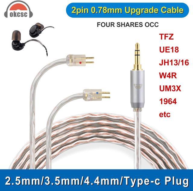 Alt view image 2 of 5 - okcsc 0.78 2PIN to 4.4mm 4 Core Upgraded Replacement Earphones Cable IEM Cable for TRN V90 V80 V10 V20 BL03 ED16 ZSA ES4 ZSR ZST ZS10 ZS5 ZS6 ZS3 ES3 ED12 IEMs 3.94FT