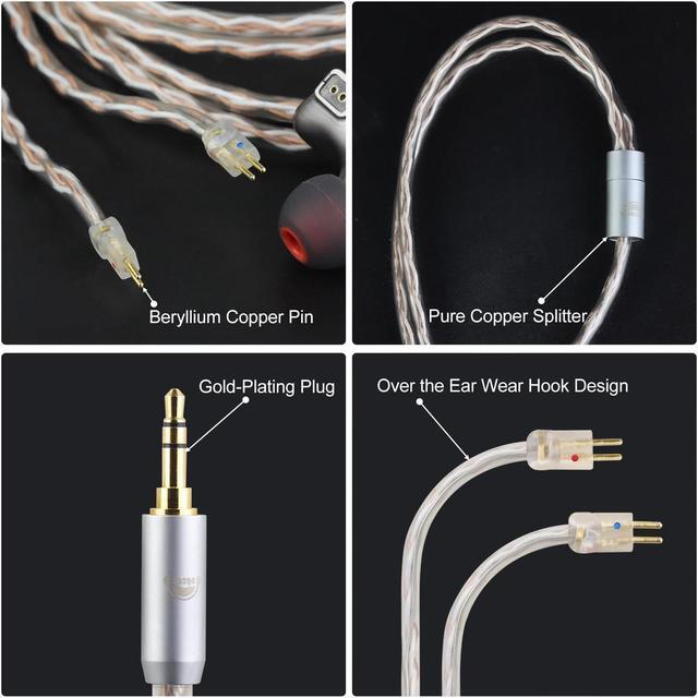 Alt view image 3 of 5 - okcsc 0.78 2PIN to 4.4mm 4 Core Upgraded Replacement Earphones Cable IEM Cable for TRN V90 V80 V10 V20 BL03 ED16 ZSA ES4 ZSR ZST ZS10 ZS5 ZS6 ZS3 ES3 ED12 IEMs 3.94FT