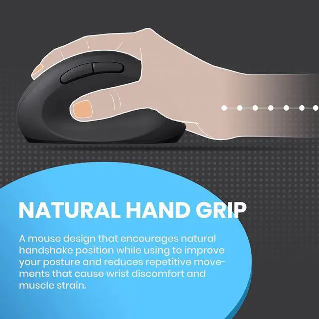 Alt view image 5 of 5 - Perixx PERIMICE-719 Right-Handed Wireless Mini Vertical Mouse, 3 Level DPI