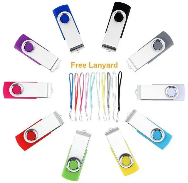 Alt view image 2 of 5 - Flash Drive 16GB USB 2.0 10 Pack Swivel Blank Memory Stick Pnstaw Bulk Thumb Drive Pen Drives Jump Drive for Data Storage, File Sharing(10 Pack,Multi-Color) (16GB)