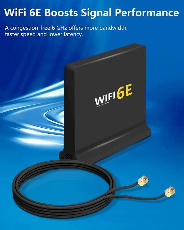 Alt view image 2 of 5 - High Gain 12dBi WiFi 6E Antenna with Magnetic Base  Tri-Band 2.4GHz/5.8GHz/6GHz, 3FT RG174 Cable, RP-SMA Connector for Enhanced Signal on Desktop PCs and WiFi Routers