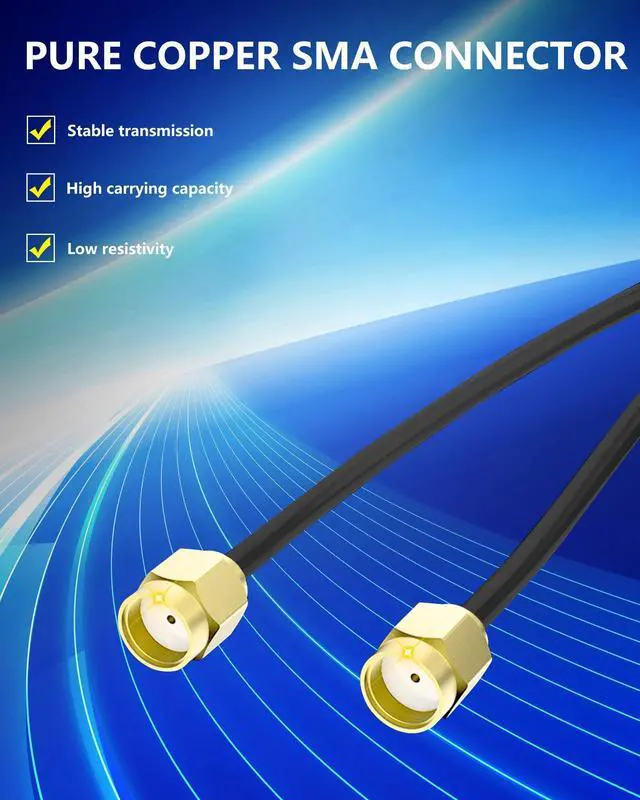 Alt view image 4 of 5 - High Gain 12dBi WiFi 6E Antenna with Magnetic Base  Tri-Band 2.4GHz/5.8GHz/6GHz, 3FT RG174 Cable, RP-SMA Connector for Enhanced Signal on Desktop PCs and WiFi Routers
