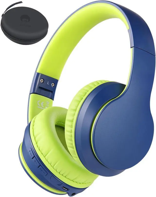Main image of rockpapa E7 Over Ear Wireless Bluetooth Headphones with Mic Include Travel Case, Foldable Wired/Wireless Headphones with Microphone for Kids Childrens Boys Girls Teen Youth Adult Blue Green