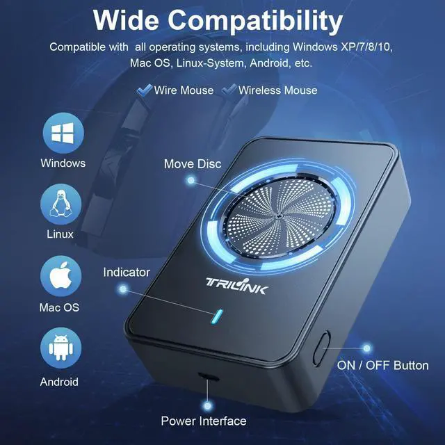 Alt view image 3 of 5 - Undetectable Mouse Jiggler, Automatic Mouse Mover with Power Adapter & ON/Off Switch, Mouse Wiggler Mouse Shaker for Computer Laptop, Keep PC Active, Mechanical, No Software, Driver-Free, Ultra-Silent