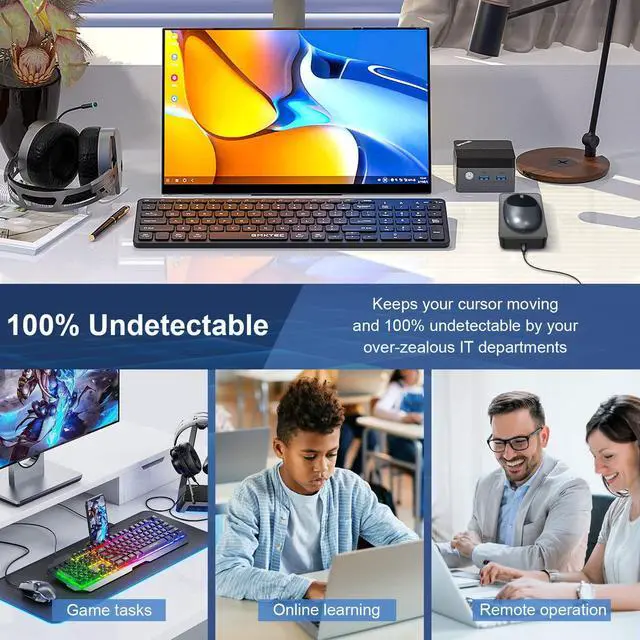 Alt view image 5 of 5 - Undetectable Mouse Jiggler, Automatic Mouse Mover with Power Adapter & ON/Off Switch, Mouse Wiggler Mouse Shaker for Computer Laptop, Keep PC Active, Mechanical, No Software, Driver-Free, Ultra-Silent