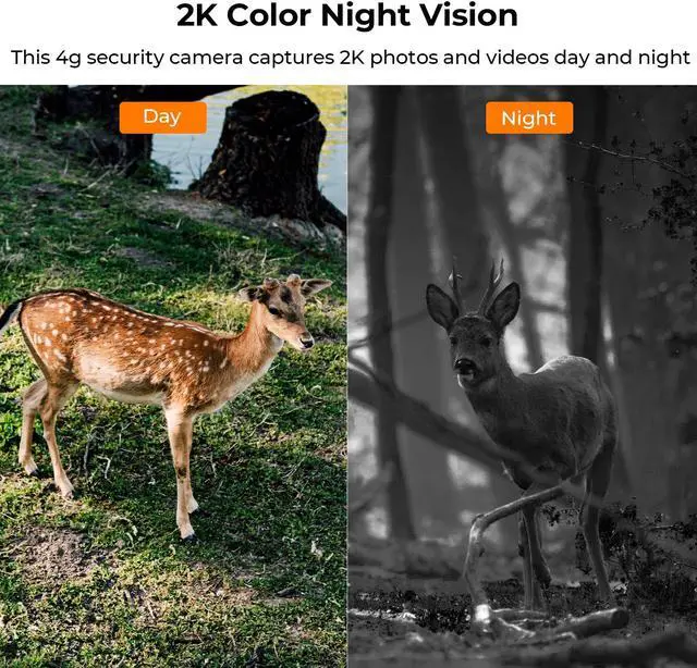 Alt view image 5 of 5 - K&F Concept 3G/4G LTE Cellular Security Camera with SD&SIM Card (Verizon/AT&T/T-Mobile), No WiFi Needed, Solar Powered, 2K Live Video, 360° PTZ, Color Night Vision, 2 Way Talk, Motion&Siren Alert