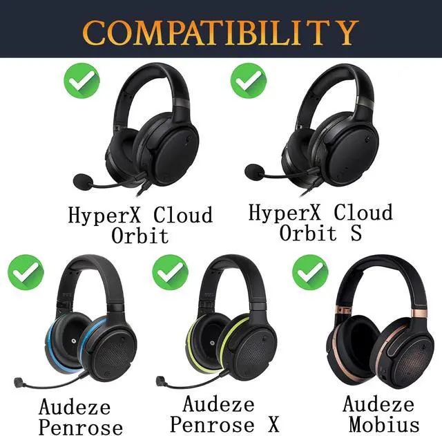 Alt view image 2 of 5 - SOULWIT Cooling-Gel Replacement Earpads for Audeze Penrose/Penrose X/Mobius, Ear Pads for HyperX Cloud Orbit/Orbit S Headphones, Cushions with Ice Silk Fabric, Noise Isolation Foam - Red Storm