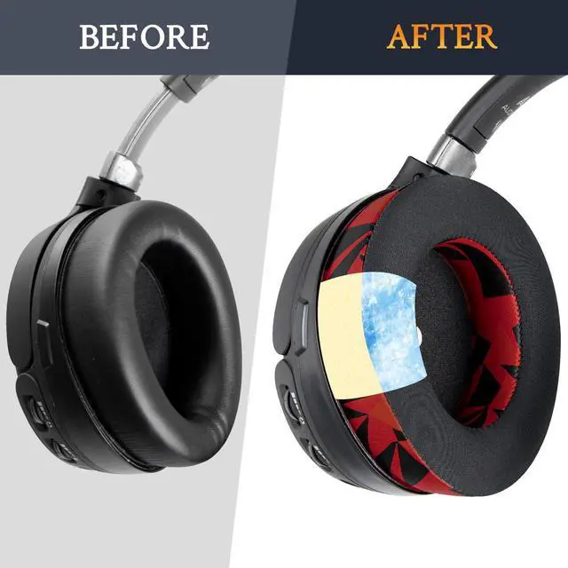 Alt view image 5 of 5 - SOULWIT Cooling-Gel Replacement Earpads for Audeze Penrose/Penrose X/Mobius, Ear Pads for HyperX Cloud Orbit/Orbit S Headphones, Cushions with Ice Silk Fabric, Noise Isolation Foam - Red Storm