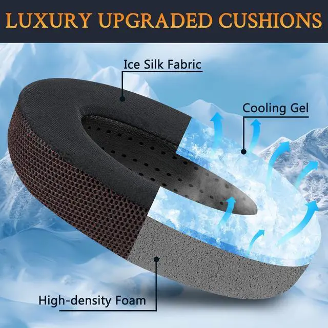 Alt view image 3 of 5 - SOULWIT Cooling-Gel Earpads Cushions Replacement for Sennheiser HD650, HD660 S, HD660S2, HD600, HD6XX, HD58X, HD580, HD565, HD545, HD535 Headphones, Ear Pads with Ice Silk Fabric - Dark Coffee