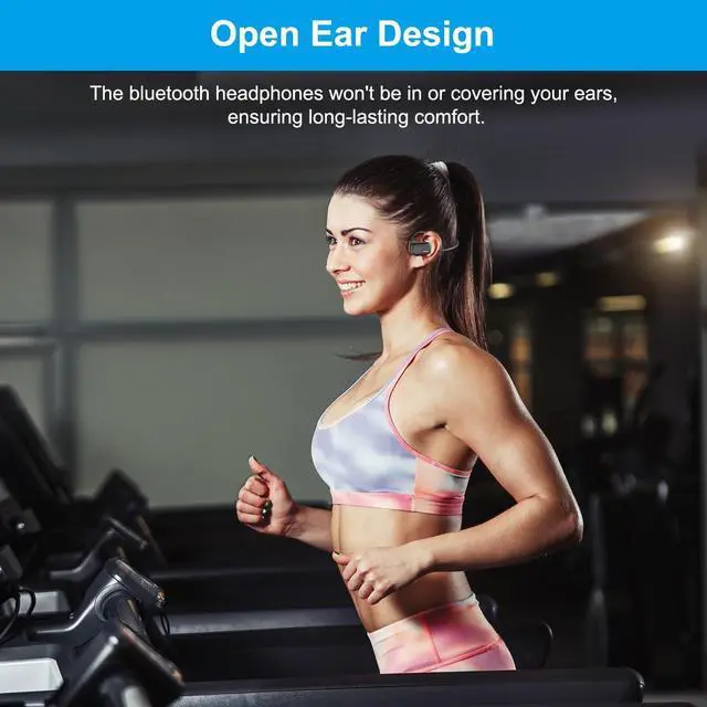 Alt view image 3 of 5 - Bluetooth Headphones, Bluetooth V5.4 Wireless Headphones with Noise Cancelling Mic, 12H Playtime, 15.4mm Diaphragm Driver, Open Ear Headset for Office Meeting Running Cycling Driving (Black)