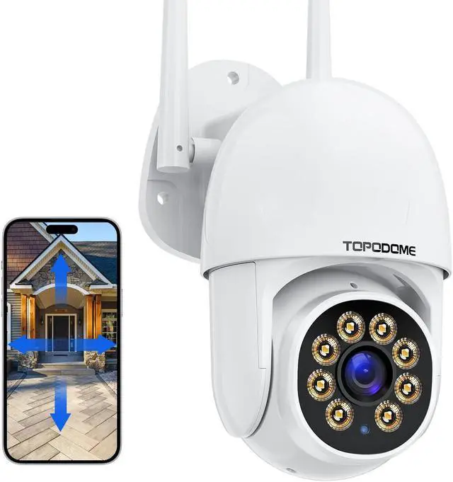 Main image of Topodome Wi-Fi Security Camera Outdoor 1080P, RTSP IP Surveillance Home WiFi Camera, 350°/120° Pan Tilt Auto Tacking, Human Detection, Color Night Vision, IP66