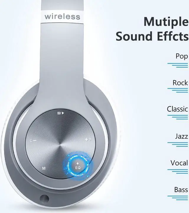 Alt view image 5 of 5 - Headphones Wireless Bluetooth,60 Hours Playtime Foldable Lightweight Bluetooth Headphones Wireless Over Ear Wired Hi-Fi Stereo with 6 EQ Modes, Deep Bass Adjustable Headset with Mic, FM, TF for Adults