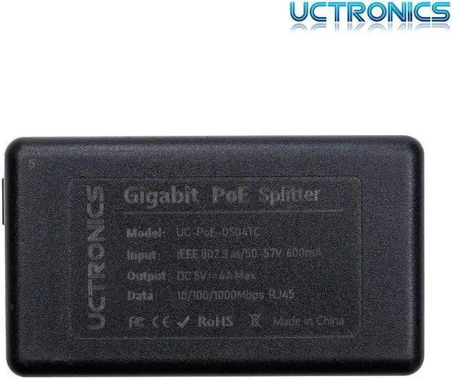 Alt view image 5 of 5 - UCTRONICS USB-C PoE Splitter Gigabit, PoE to USB-C 5V/4A Power Supply for Raspberry Pi 4 and More, 802.3at Power Over Ethernet to USB Type-C Adapter