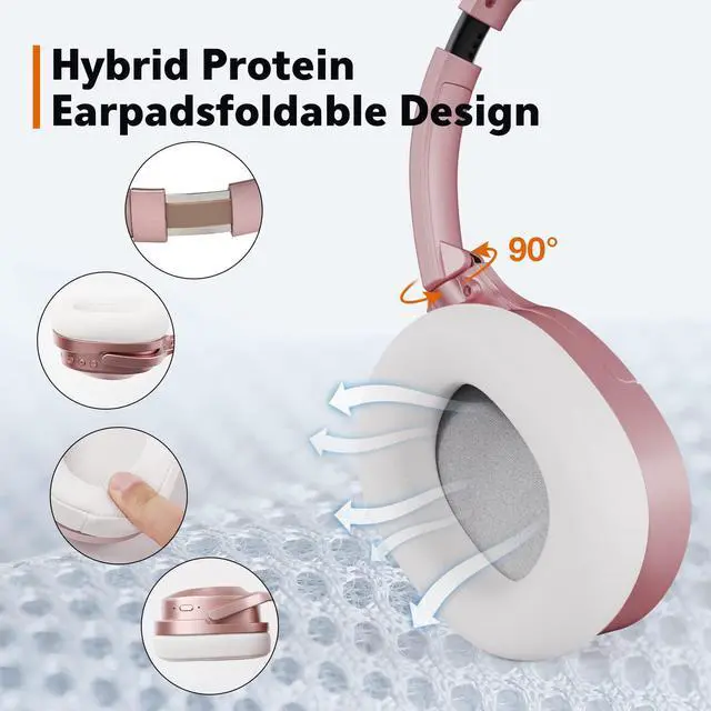 Alt view image 4 of 5 - Active Noise Cancelling Headphones,Wireless Noise Cancelling Headphone, Microphone 40 Hours Playtime Wireless Bluetooth Headphones 3D Low Bass Tone Fast Charge for Cellphone/Work/Gym/Travel