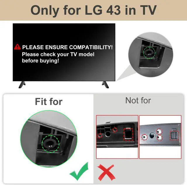 Alt view image 2 of 5 - TV Legs for LG 43in TV UK Series,Compatible with LG TV Stand Replacement Base 43UK6200 43UK6090 43UK6200PUA 43UK6200PLA 43UK6090PUA 43UK6500PLA 43UK6500LLA 43UK6500MLA 43UK6500AUA with Screws