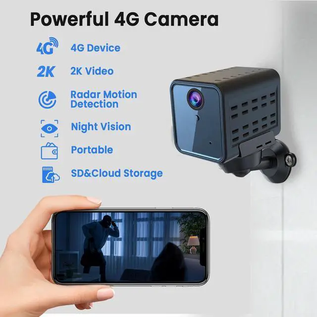 Alt view image 2 of 5 - vebiliki 2K Cellular Security Camera, No WiFi Camera SIM Card Included, Not Support WiFi, Radar Motion Sensor, FHD 4G Car Security Camera, 15-Day Standby Battery Life, Portable Cellular Camera