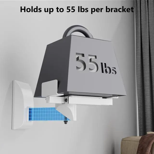 Alt view image 5 of 5 - WALI Speaker Wall Mounts, Dual Side Clamping Bookshelf Mounting Bracket for Large Surrounding Sound Speakers, Hold up to 55 lbs. (SWM201-W), 1 Pair, White