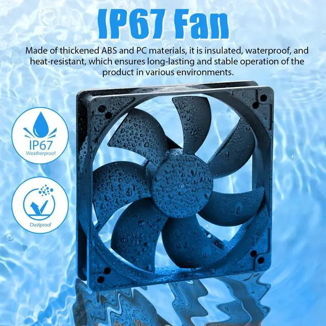 Alt view image 3 of 5 - WDERAIR Small 120mm x 25mm 12V DC IP67 Waterproof Brushless Dual Ball Bearing Cooling Fan 2Pin for DIY Replacement Exhaust Cooler Projects 2pcs