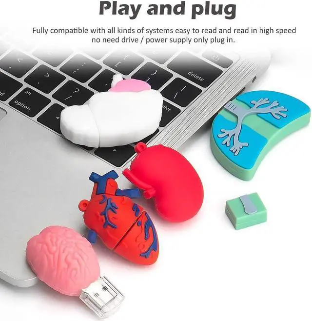 Alt view image 2 of 5 - Leizhan 5 x 8GB Novelty USB Flash Drive, Body Organ Shape Thumb Drive USB Memory Stick Jump Drive Pendrive Gift for Kids, Family, Friends