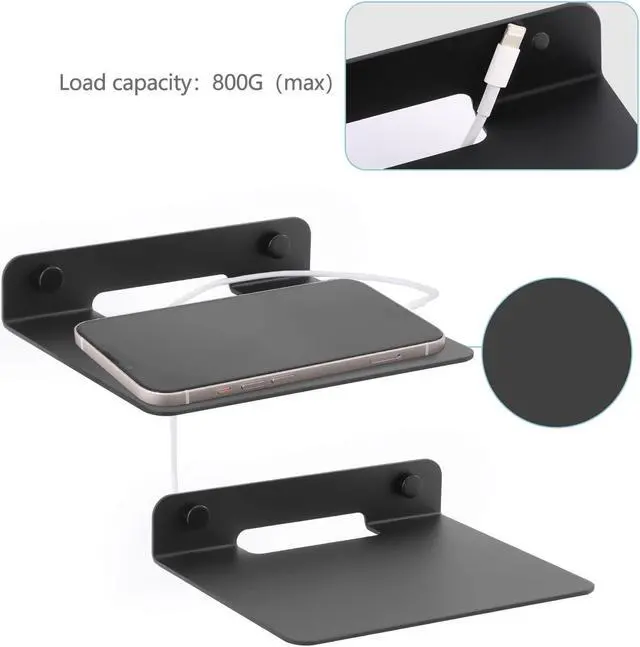 Alt view image 5 of 5 - WISDING Small Floating Shelves, 6'' Wall Metal Speaker Mount Shelves for Bluetooth Speaker, Webcam, Cell Phones, Mesh Router, Toy Display Shelf Speakers Shelf (2 Pack), Black (JSZWJ002)