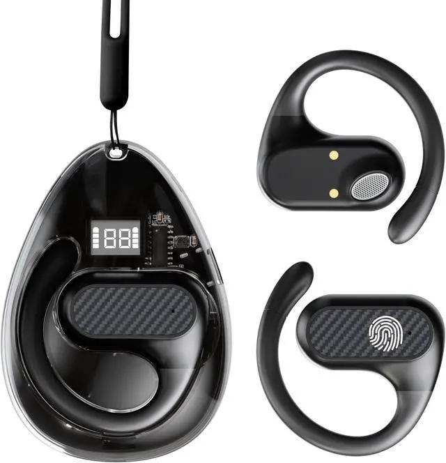 Main image of XCYZRY Open Ear Headphones Wireless Bluetooth 5.4, Open Ear Earbuds Noise Cancelling Running Sport Wireless Bluetooth Earbuds with Mic and Earhooks for Android/iOS (Black)