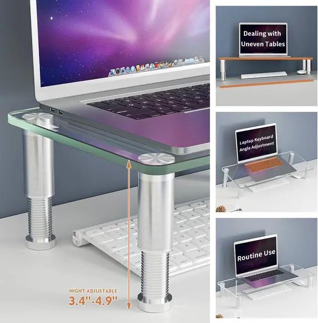 Alt view image 2 of 5 - Clear Computer Monitor Riser with Height Adjustable Multi Media Desktop Stand for Flat Screen LCD LED TV, Laptop/Notebook/Xbox One,HD01T-001