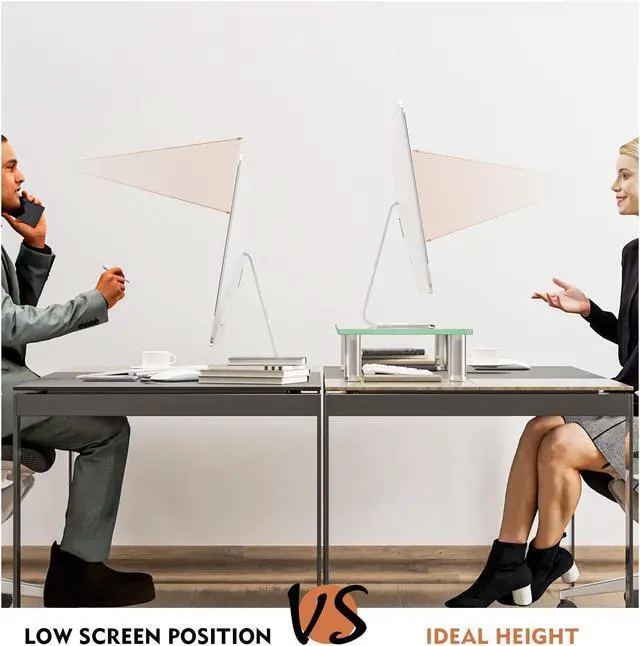 Alt view image 5 of 5 - Clear Computer Monitor Riser with Height Adjustable Multi Media Desktop Stand for Flat Screen LCD LED TV, Laptop/Notebook/Xbox One,HD01T-001