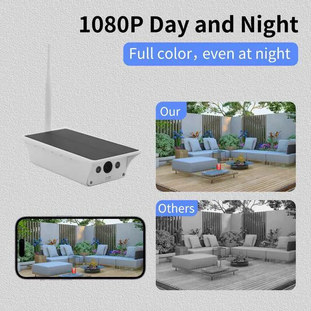 Alt view image 4 of 4 - Solar WIFI Camera Outdoor Wireless,Latest AI Detection Instead of PIR Motion Sensor For Home Security,High Sensitivity,Wide Angle Starlight Night Vision, Free SD Card & Three Batteries,Ultra-Low Power