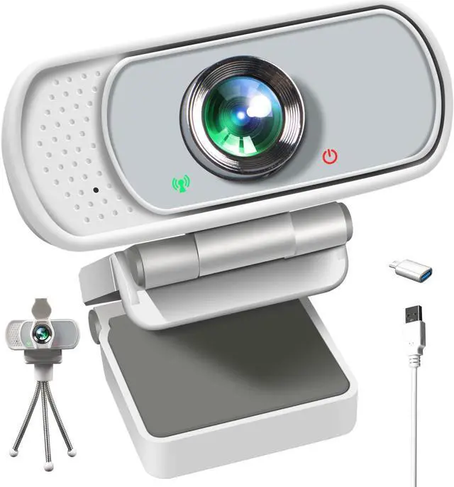 Main image of XPCAM 1080P Webcam with Mic, Pro Streaming Web Camera with Privacy Cover and Stand, Widescreen USB Computer Camera for PC Mac Laptop Desktop, USB C to USB Adapter Included White(New Upgraded)