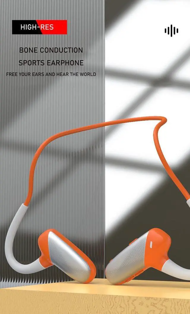 Alt view image 2 of 5 - Generic Bone Conduction Headphones Wireless Headphones Bluetooth 5.3 Open Ear Headphones 8H Playtime Sports Earphones, IPX6 Waterproof Headset for Running,Cycling, Hiking, Driving, Orange