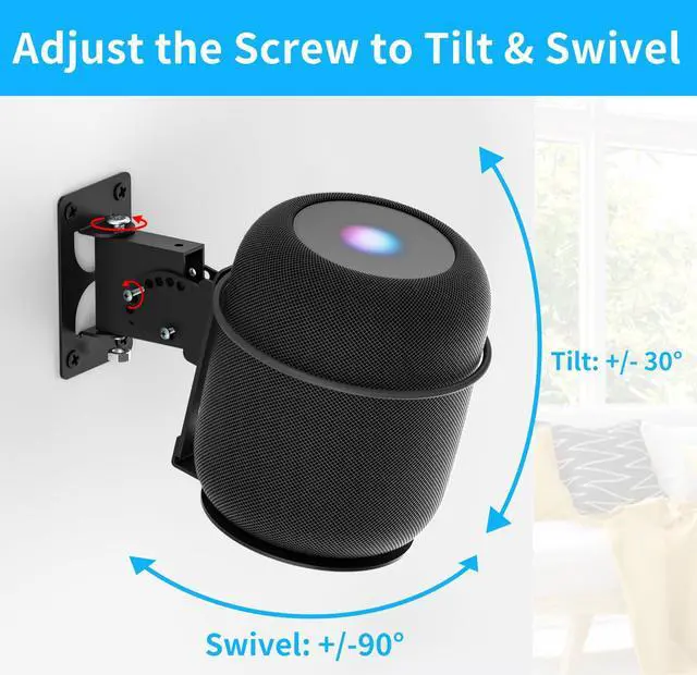 Alt view image 4 of 5 - Adjustable Speaker Mounts for Homepod 2 Wall Mounting Bracket & Homepod 2nd Mount - Speaker Mount for Homepod 2nd Gen Shelf, Black