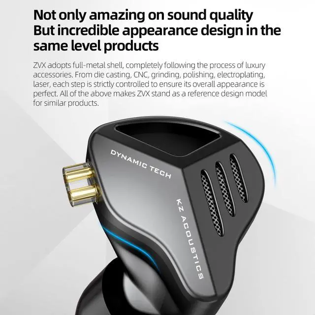Alt view image 5 of 5 - YINYOO KZ ZVX 10mm Dual Cavity Super Linear Dynamic Driver in-Ear Earphones with Detachable Cable, HiFi IEMs in-Ear Monitors for Audiophiles Musician (Black, with Mic)