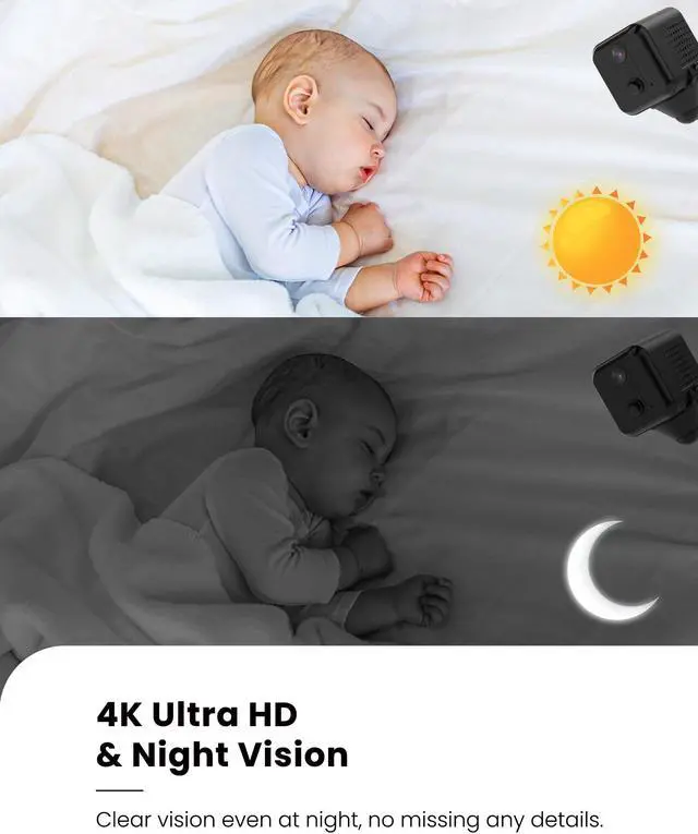Alt view image 3 of 5 - KinetCam Wireless Spy Camera Hidden Camera,Wi-Fi Small Camera for Indoor Security,4K HD,120-Day Standby Battery Life, Auto Night Vision, AI Motion Detection,Nanny Cam Hidden Mini Camera,Easy to Use