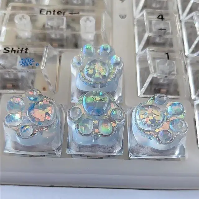 Alt view image 5 of 5 - Cat Claw Transparent Backlight Resin ESC Keycap Replacement for Cherry MX Switch Mechanical Keyboard DIY Decoration (4 Pack)